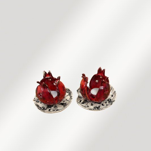 Pomegranate Tea Light Holders - Set of Two