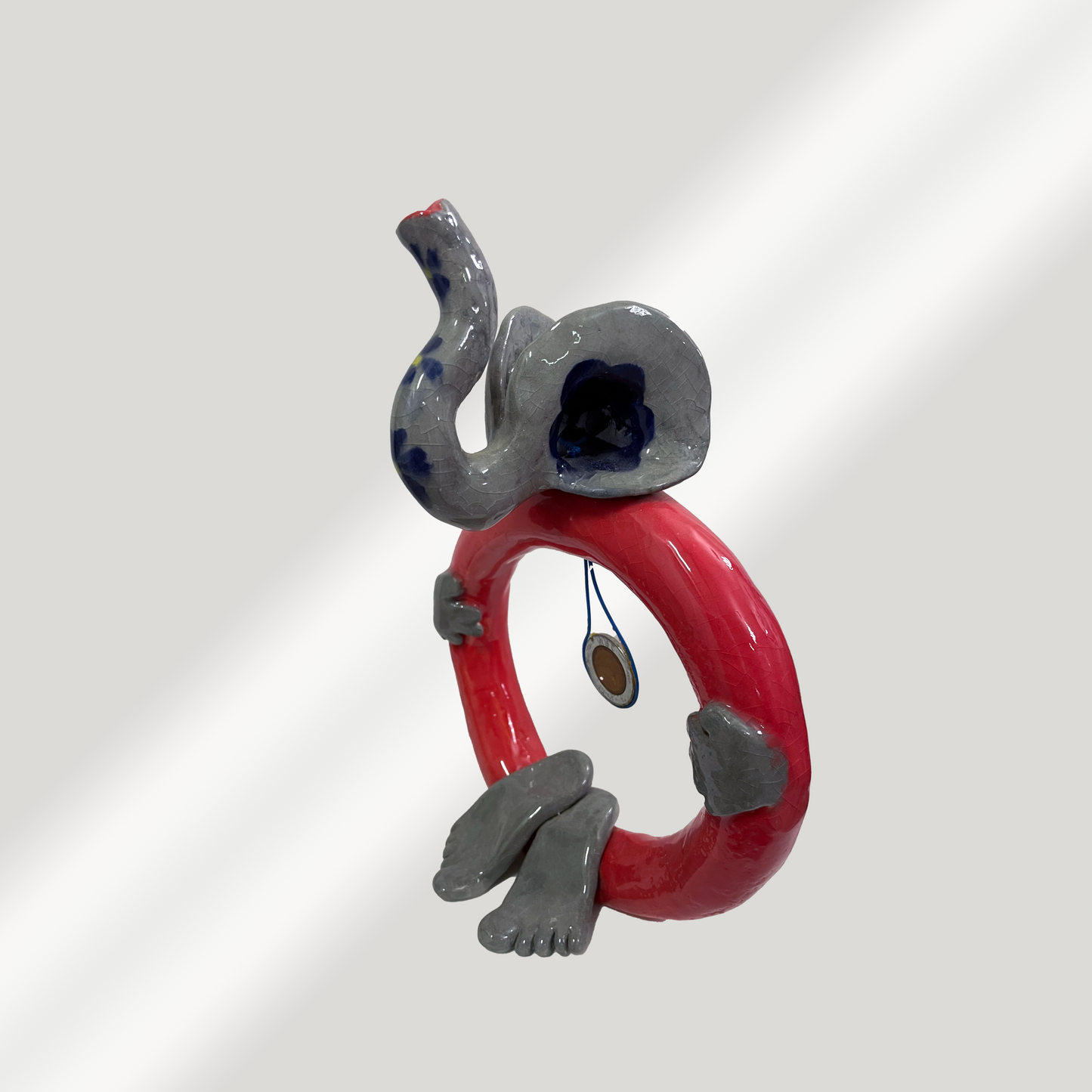 Lucky Elephant - Symbolic Ceramic Sculpture with Lucky Charm