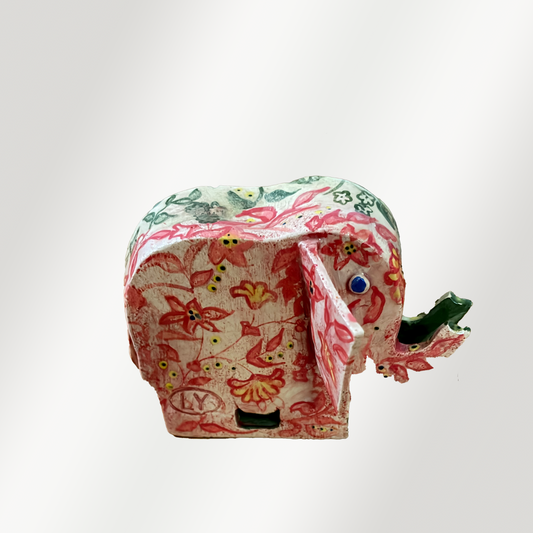Whimsical Elephant - Hand-Painted Ceramic Sculpture